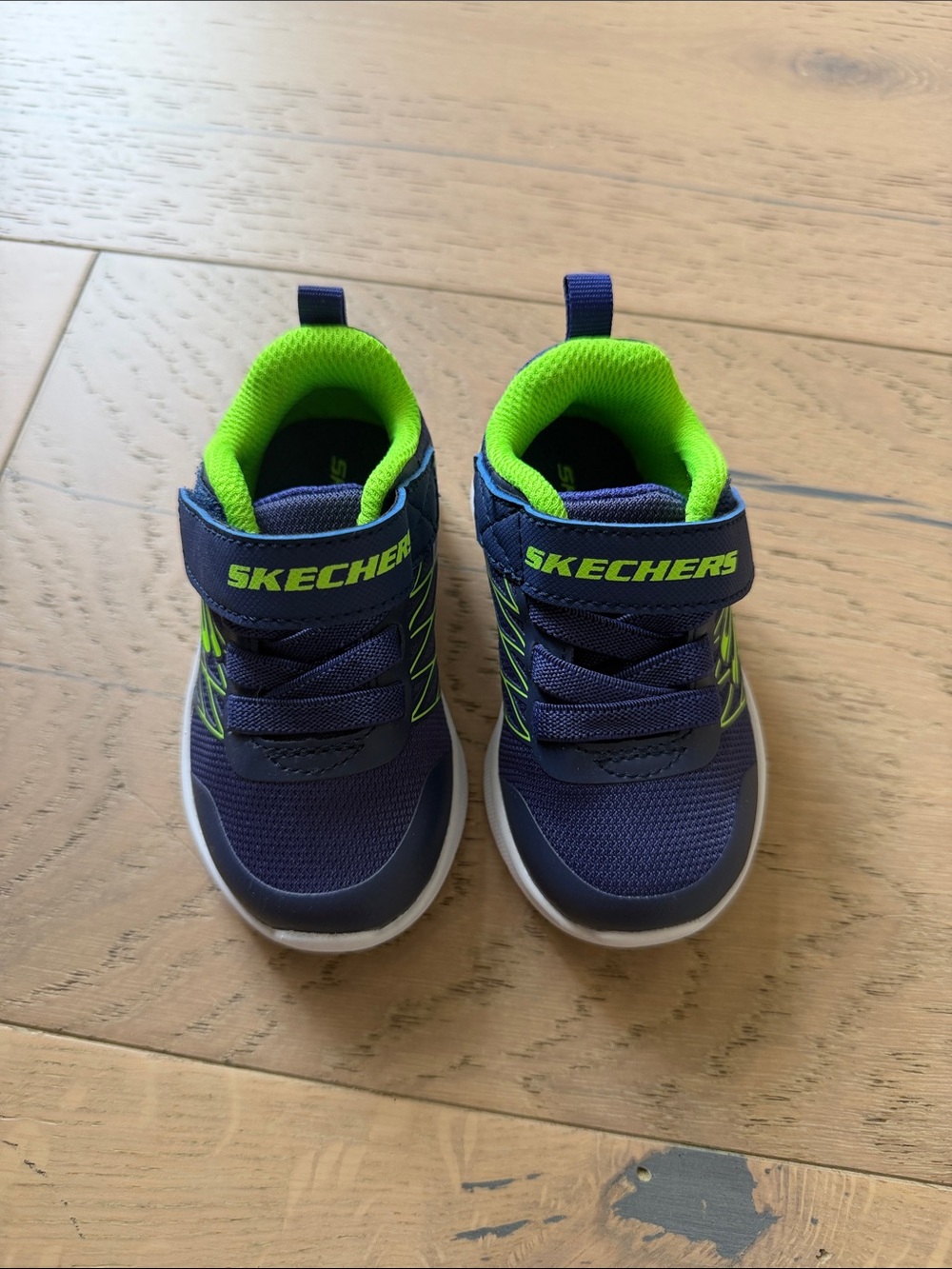 Skechers Navy with Lime Kids Athletic Sneakers